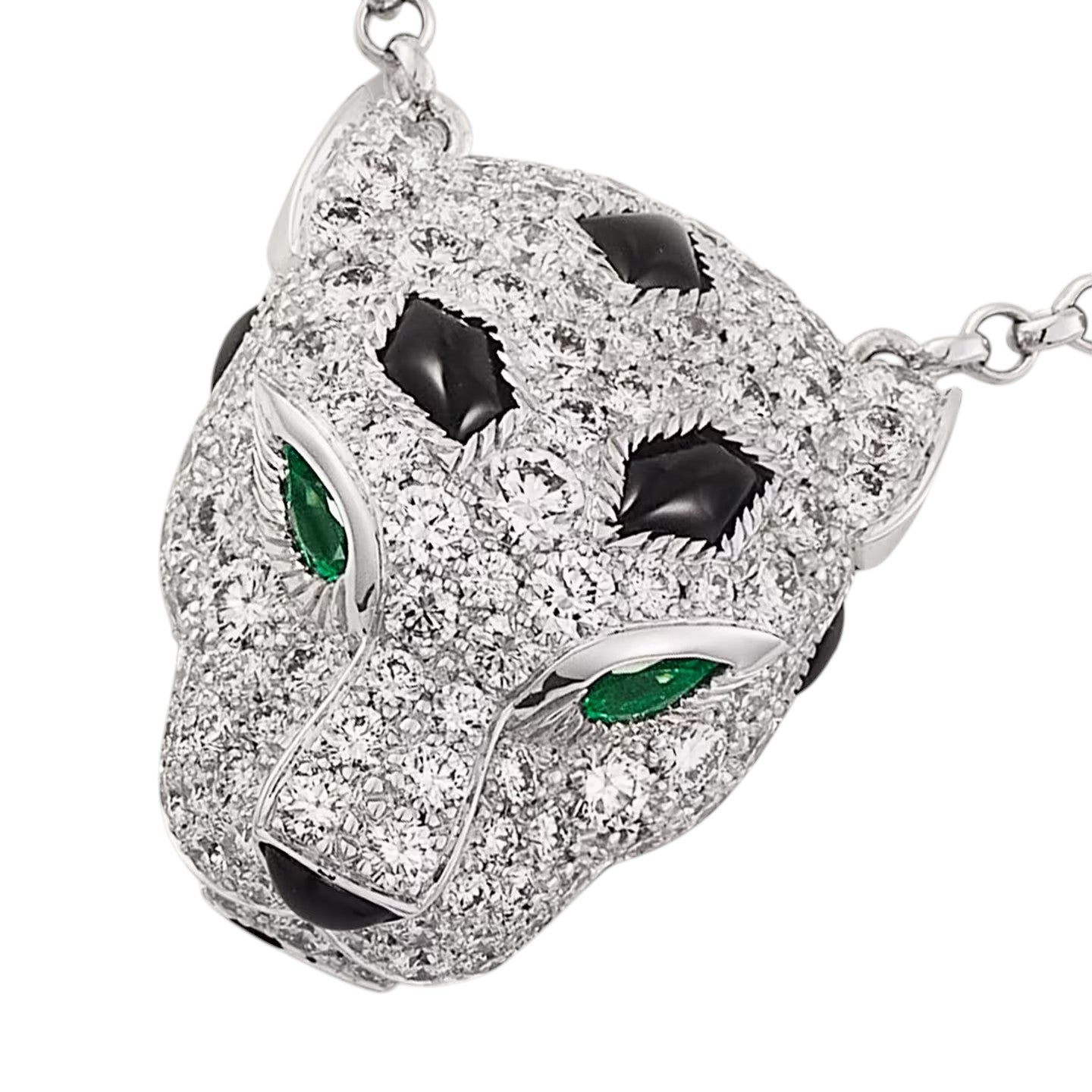 [Saipan]LEOPARD HEAD FULL PAVÉ DIAMOND PENDANT NECKLACE