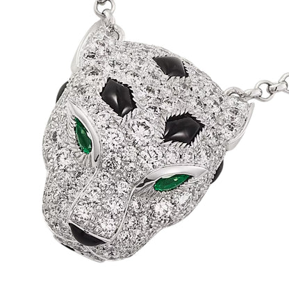[Saipan]LEOPARD HEAD FULL PAVÉ DIAMOND PENDANT NECKLACE