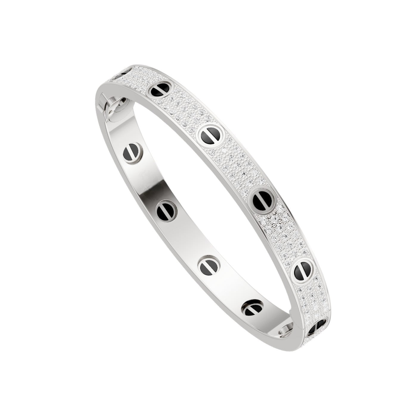 [Saipan]CLASSIC 6.1MM LOVE BANGLE - DIAMOND PAVÉ & BLACK CERAMIC