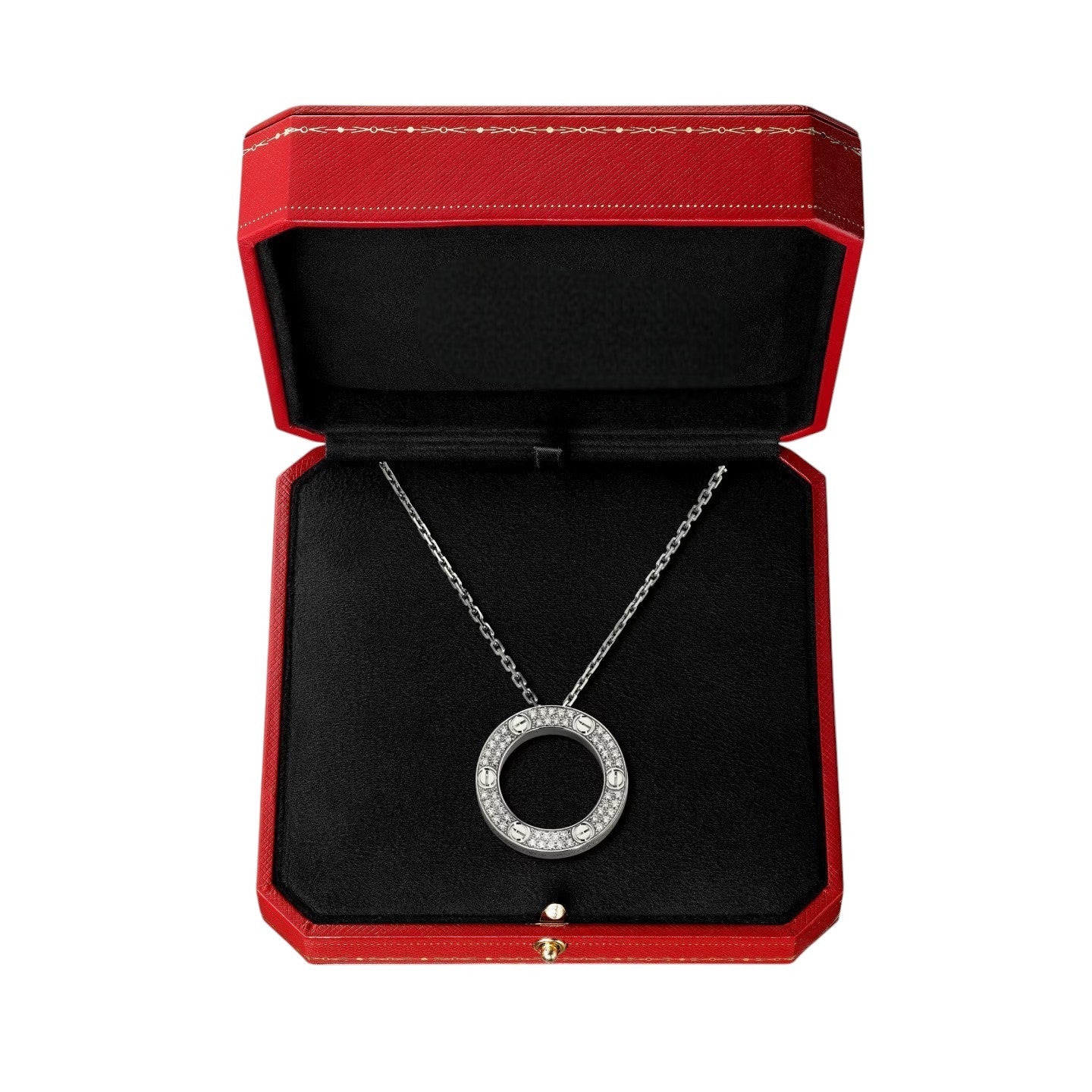 [Saipan]LOVE LARGE CIRCULAR PENDANT FULL-PAVÉ DIAMOND NECKLACE