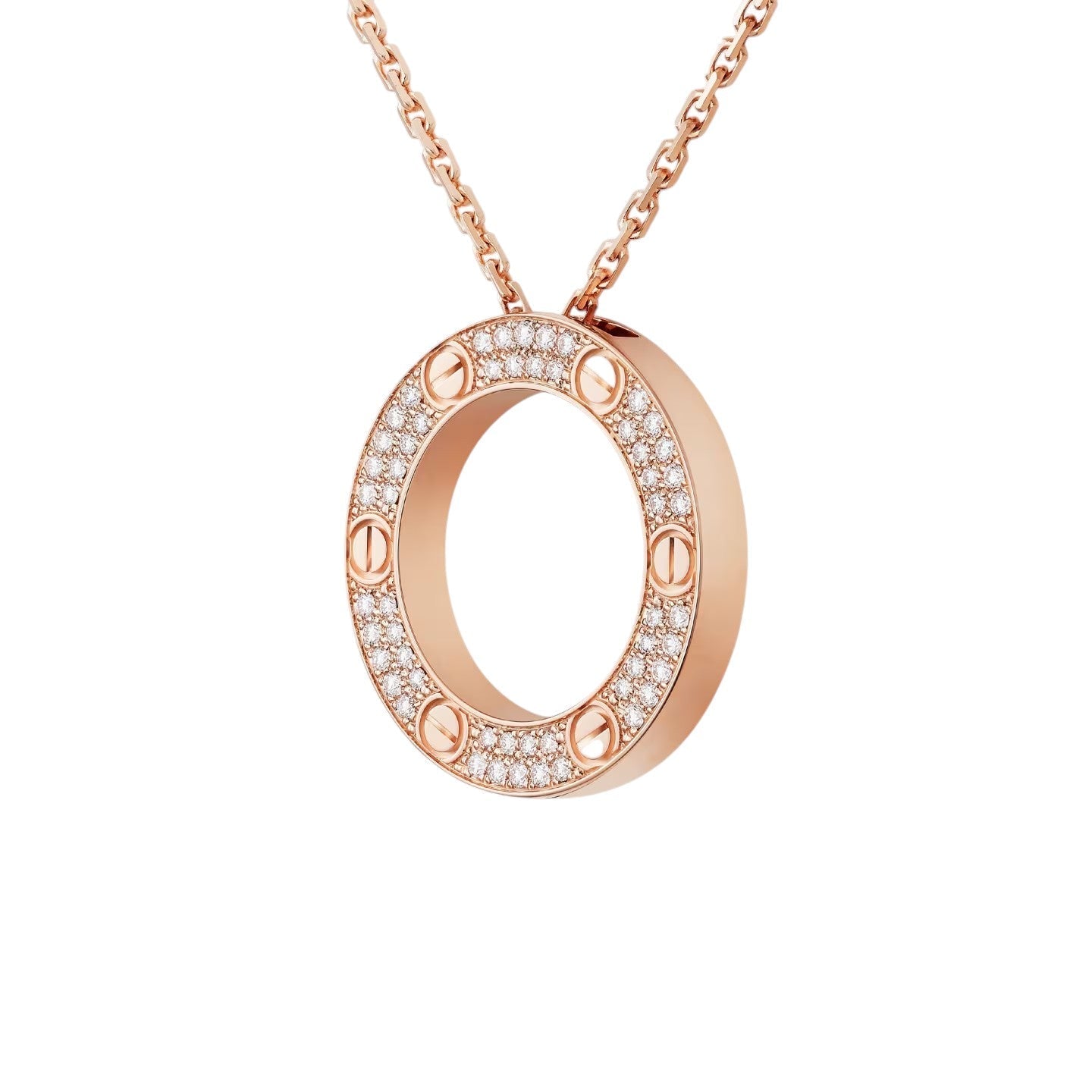 [Saipan]LOVE LARGE CIRCULAR PENDANT FULL-PAVÉ DIAMOND NECKLACE