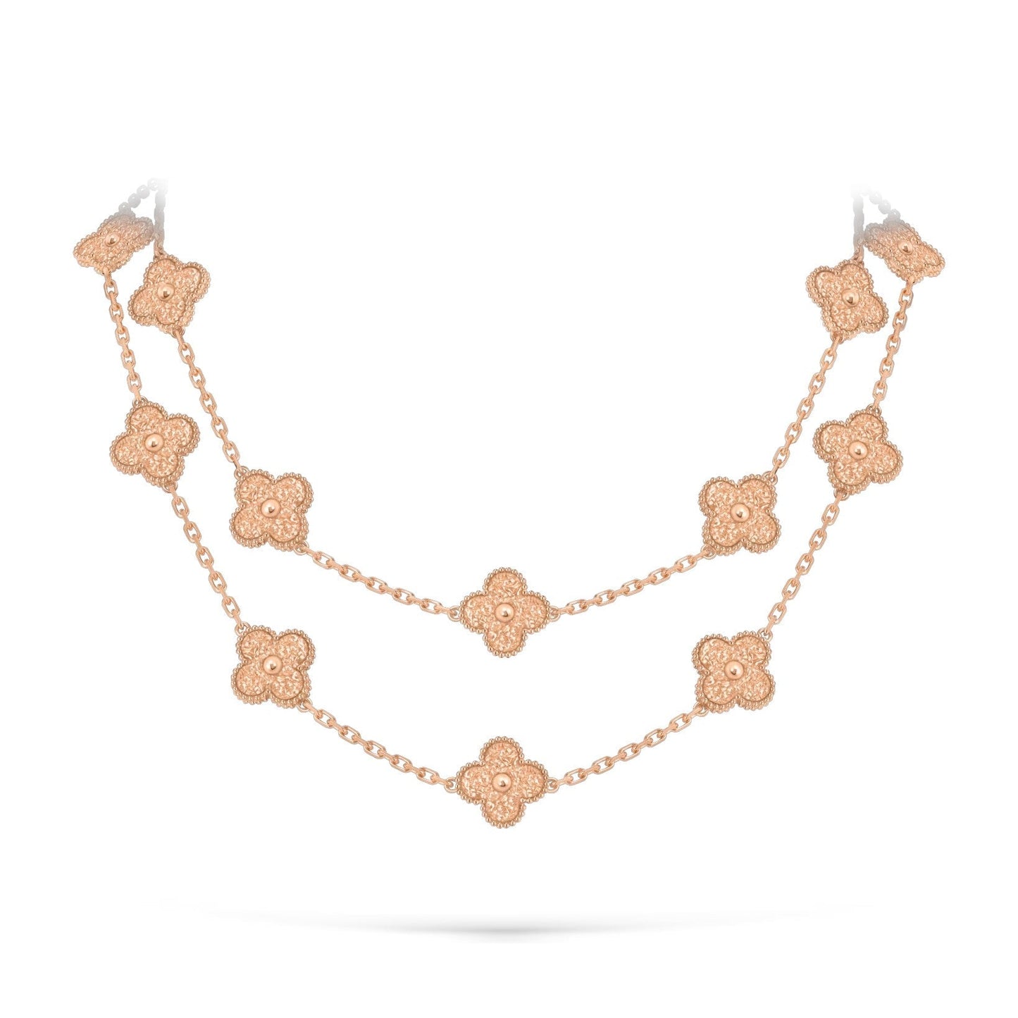 [Saipan]CLASSIC 20-MOTIF LUCKY CLOVER LONG NECKLACE ROSE GOLD COLLECTION