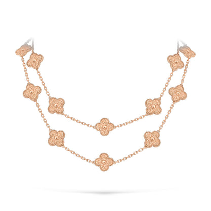 [Saipan]CLASSIC 20-MOTIF LUCKY CLOVER LONG NECKLACE ROSE GOLD COLLECTION