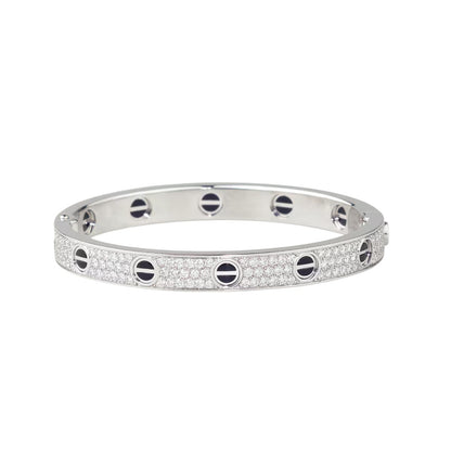 [Saipan]CLASSIC 6.1MM LOVE BANGLE - DIAMOND PAVÉ & BLACK CERAMIC