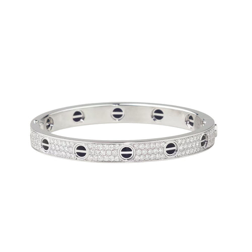 [Saipan]CLASSIC 6.1MM LOVE BANGLE - DIAMOND PAVÉ & BLACK CERAMIC