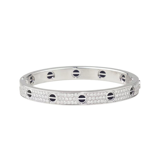 [Saipan]CLASSIC 6.1MM LOVE BANGLE - DIAMOND PAVÉ & BLACK CERAMIC