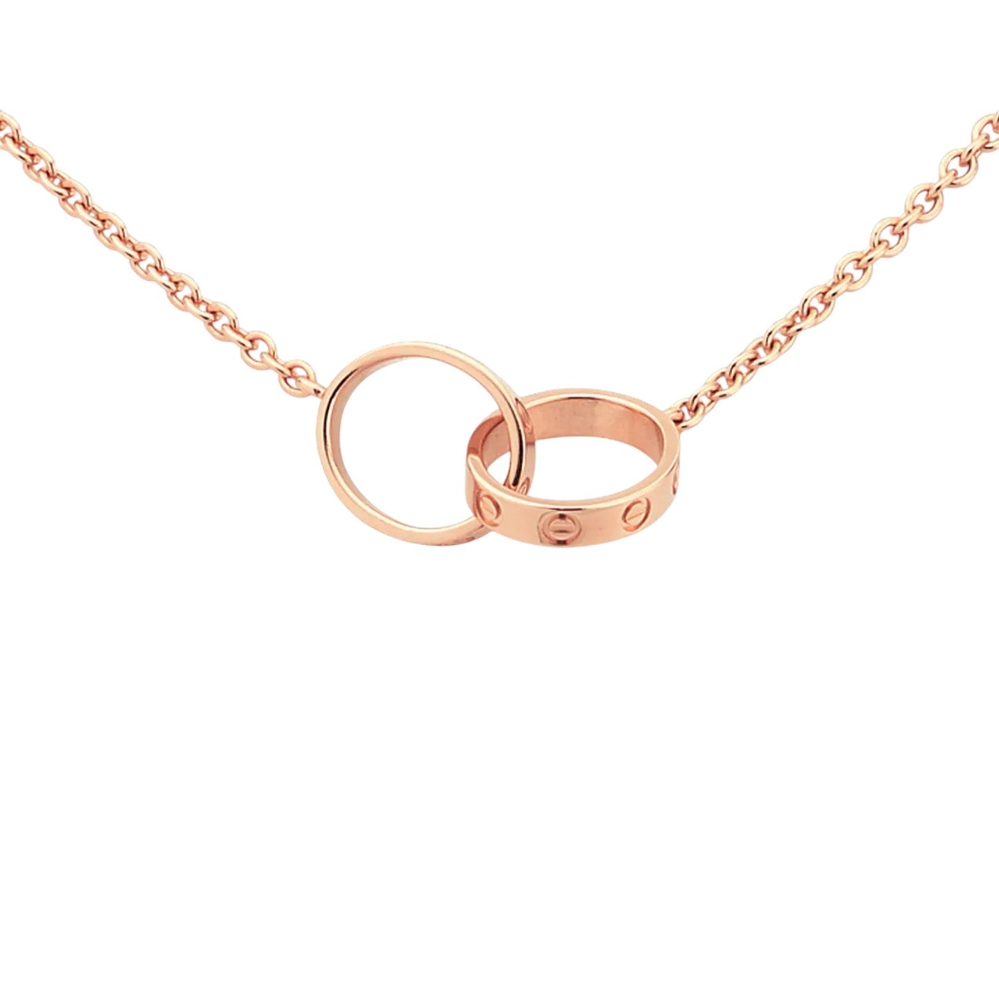 [Saipan]LOVE DOUBLE-RING INTERLOCKED NECKLACE