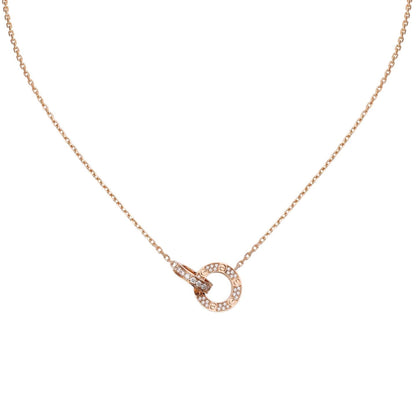 [Saipan]LOVE DOUBLE-RING PENDANT FULL-PAVÉ NECKLACE