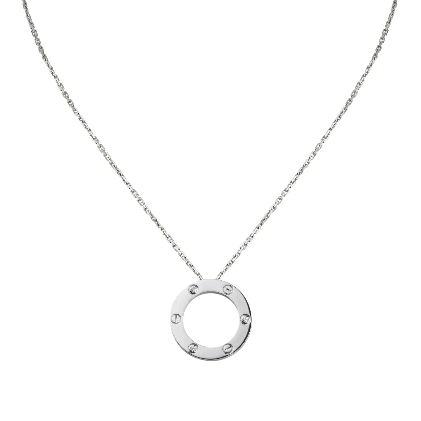 [Saipan]LOVE LARGE CIRCULAR PENDANT 3-DIAMOND NECKLACE