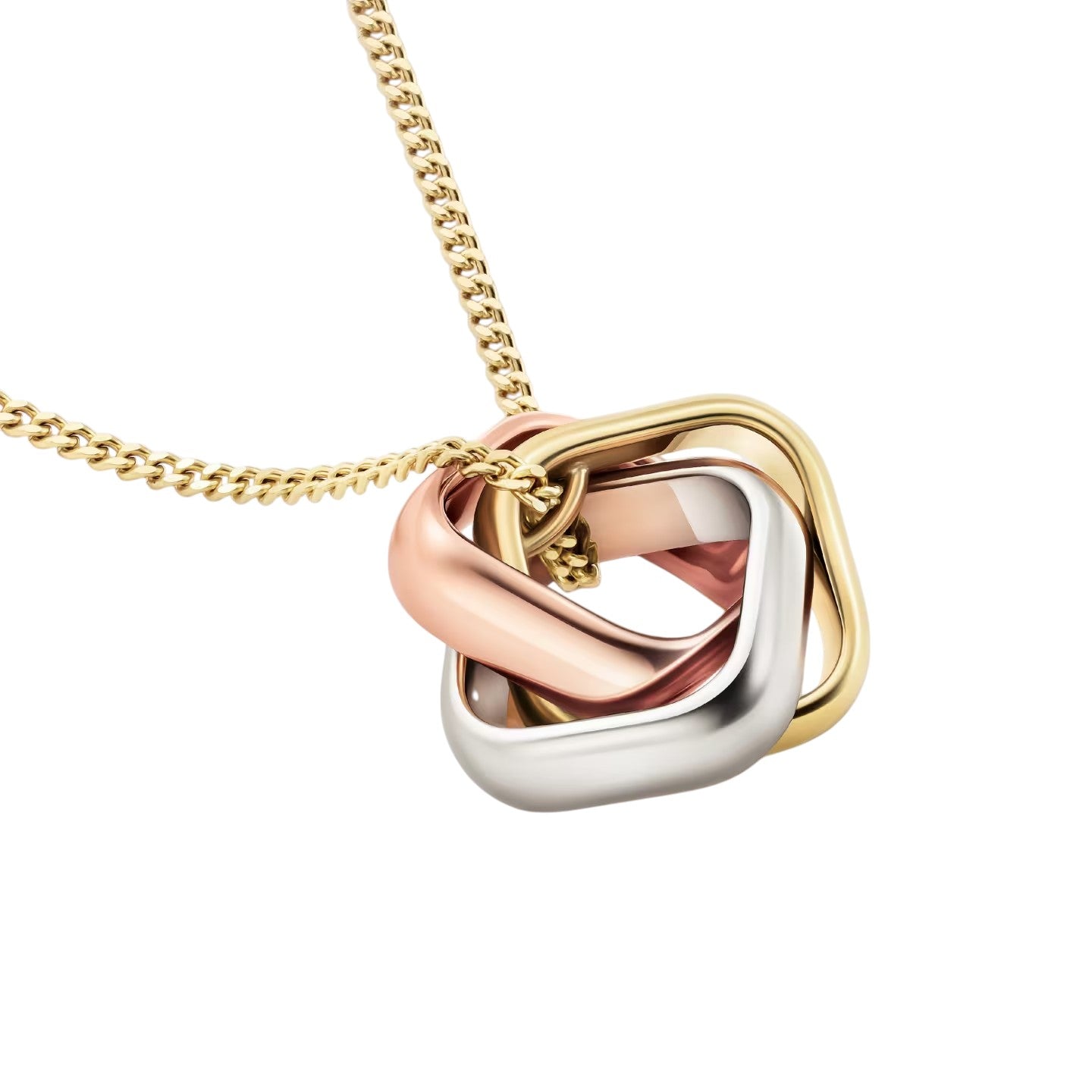 [Saipan]TRI-COLOR SQUARE RING NECKLACE