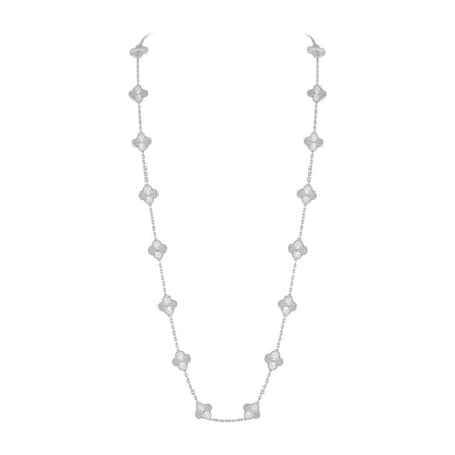[Saipan]CLASSIC 20-MOTIF LUCKY CLOVER LONG NECKLACE WHITE GOLD COLLECTION