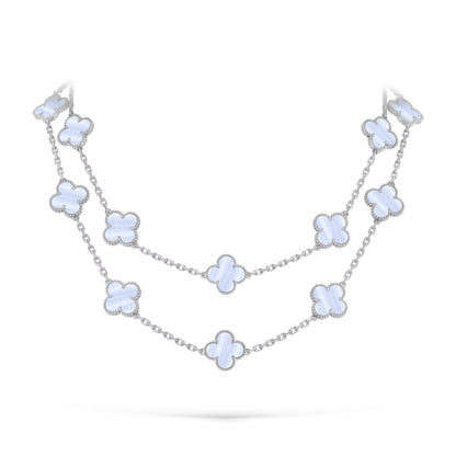 [Saipan]CLASSIC 20-MOTIF LUCKY CLOVER LONG NECKLACE WHITE GOLD COLLECTION