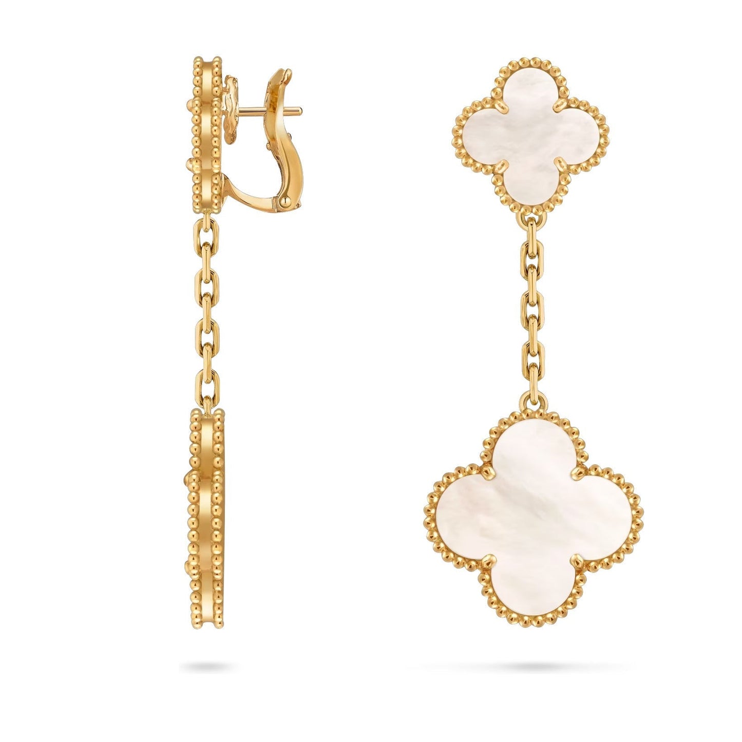 [Saipan]CLOVER DUAL-MOTIF STATEMENT STUD EARRINGS - DOUBLE-CHARM COLLECTION