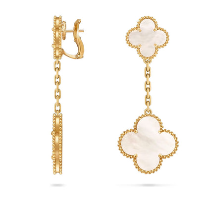 [Saipan]CLOVER DUAL-MOTIF STATEMENT STUD EARRINGS - DOUBLE-CHARM COLLECTION