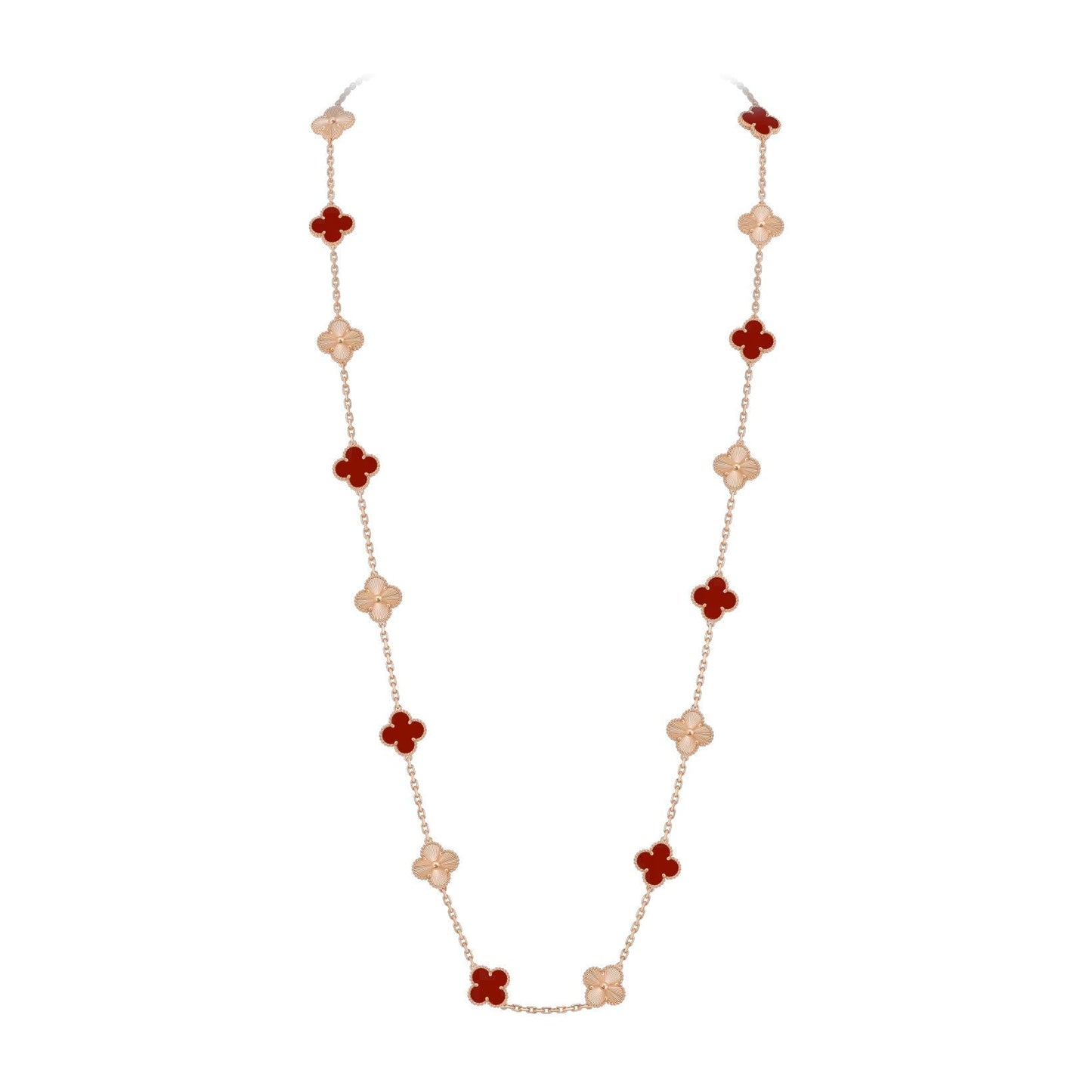 [Saipan]CLASSIC 20-MOTIF LUCKY CLOVER LONG NECKLACE ROSE GOLD COLLECTION