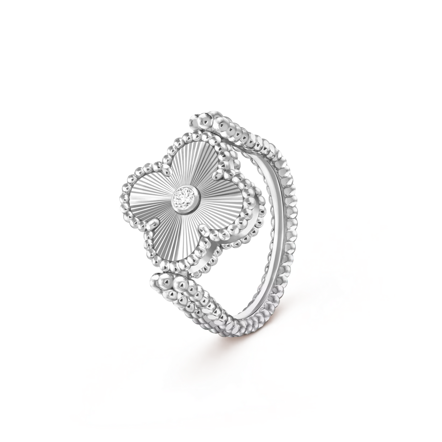 [Saipan]LUCKY CLOVER WHITE GOLD REVERSIBLE RING