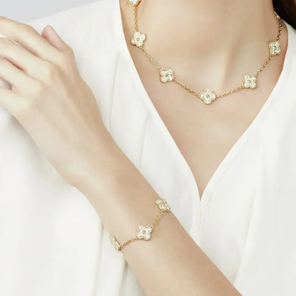 [Saipan]LUCKY CLOVER 5-MOTIF BRACELET - FULL-DIAMOND