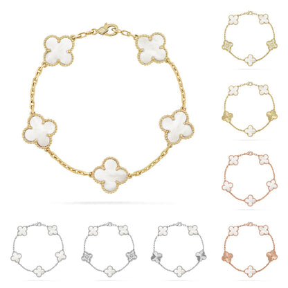 [Saipan]LUCKY CLOVER 5-MOTIF BRACELET - WHITE MOTHER-OF-PEARL COLLECTION