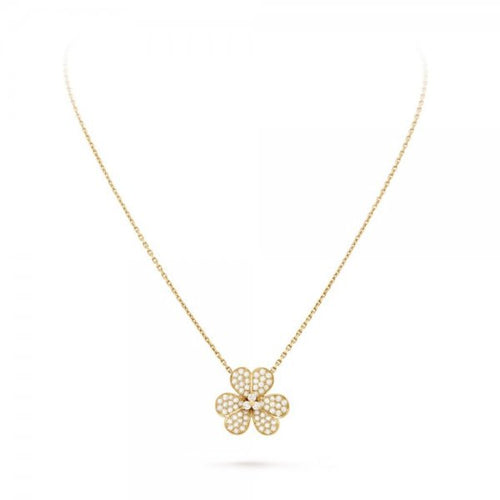 [Saipan]PAVÉ DIAMOND FLOWER CHARM NECKLACE