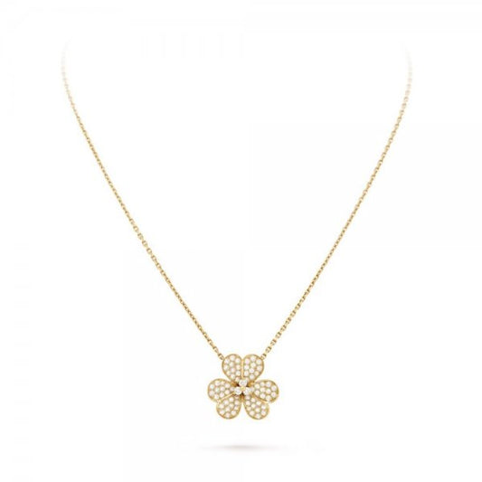 [Saipan]PAVÉ DIAMOND FLOWER CHARM NECKLACE