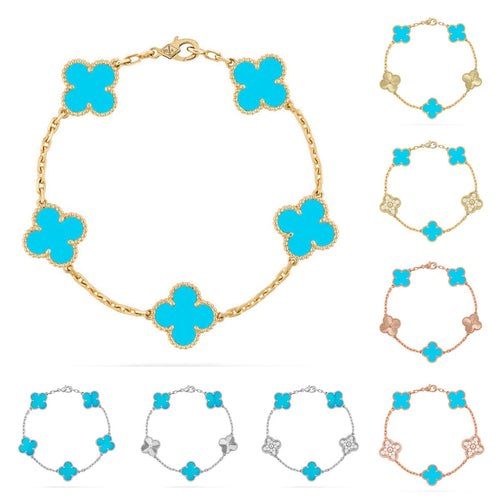 [Saipan]LUCKY CLOVER 5-MOTIF BRACELET - TURQUOISE COLLECTION