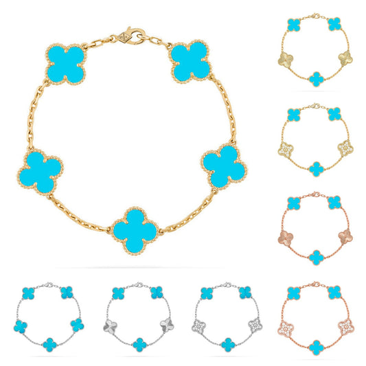 [Saipan]LUCKY CLOVER 5-MOTIF BRACELET - TURQUOISE COLLECTION