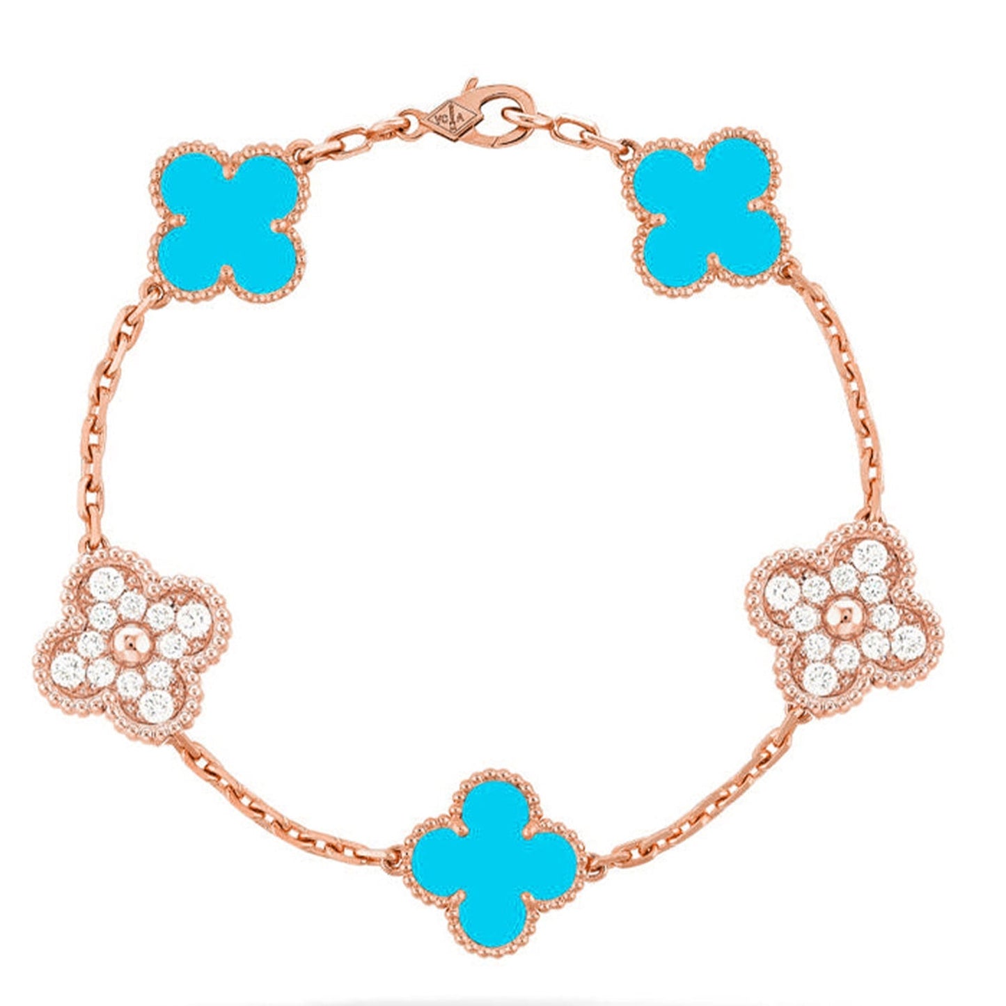 [Saipan]LUCKY CLOVER 5-MOTIF BRACELET - TURQUOISE COLLECTION