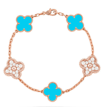 [Saipan]LUCKY CLOVER 5-MOTIF BRACELET - TURQUOISE COLLECTION