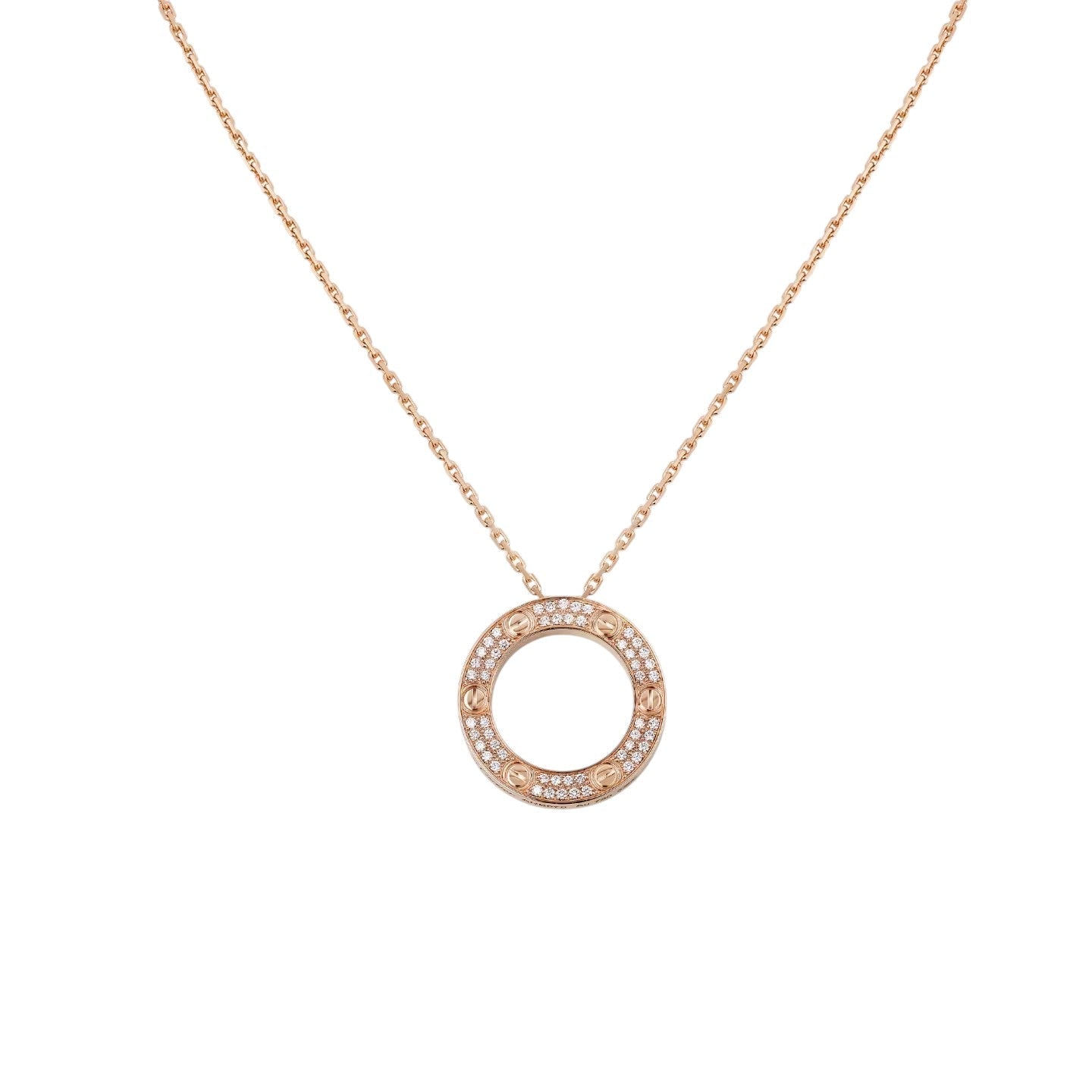 [Saipan]LOVE LARGE CIRCULAR PENDANT FULL-PAVÉ DIAMOND NECKLACE