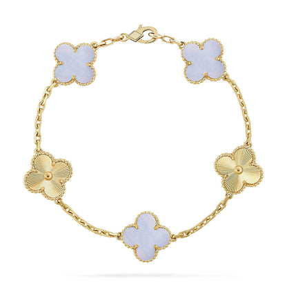 [Saipan]LUCKY CLOVER 5-MOTIF BRACELET - PURPLE CHALCEDONY COLLECTION