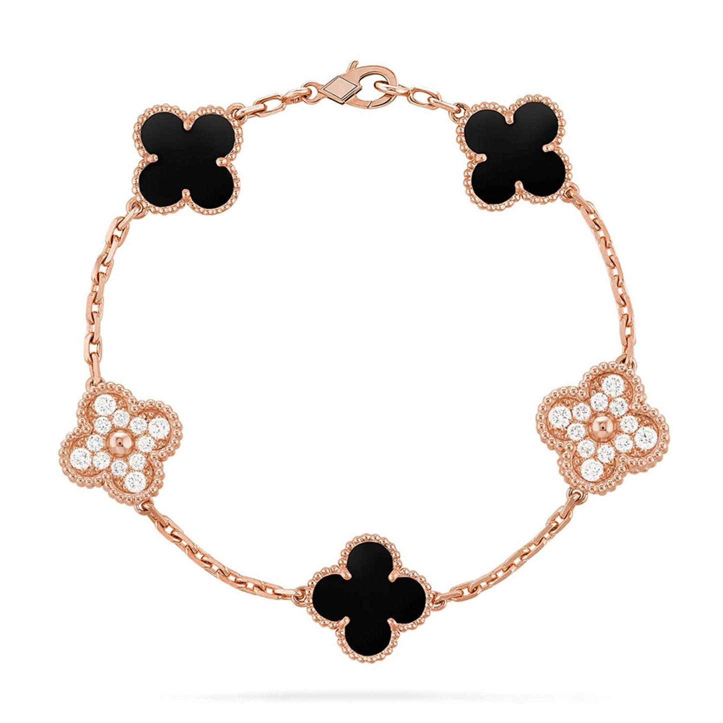 [Saipan]LUCKY CLOVER 5-MOTIF BRACELET - BLACK OXNY COLLECTION
