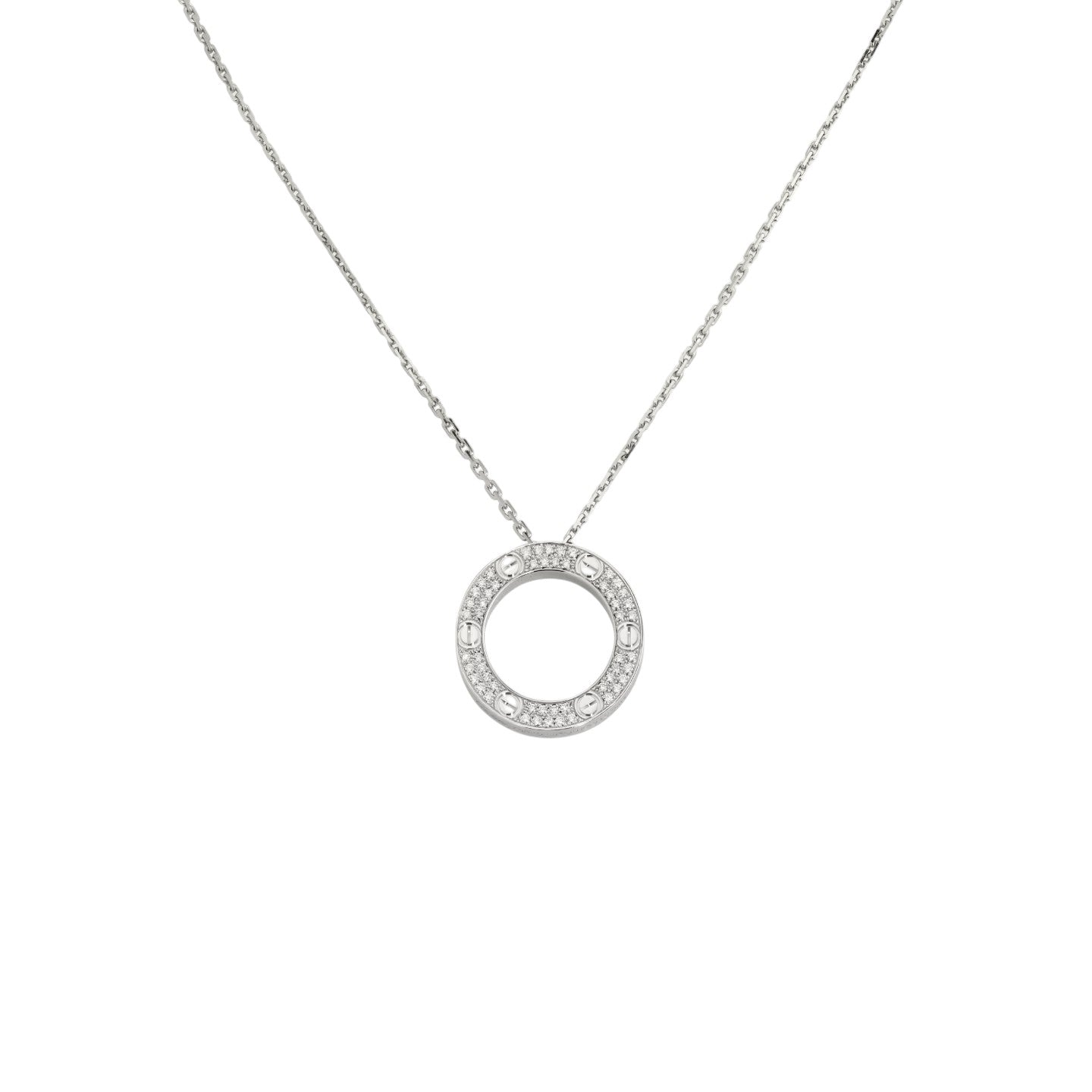 [Saipan]LOVE LARGE CIRCULAR PENDANT FULL-PAVÉ DIAMOND NECKLACE