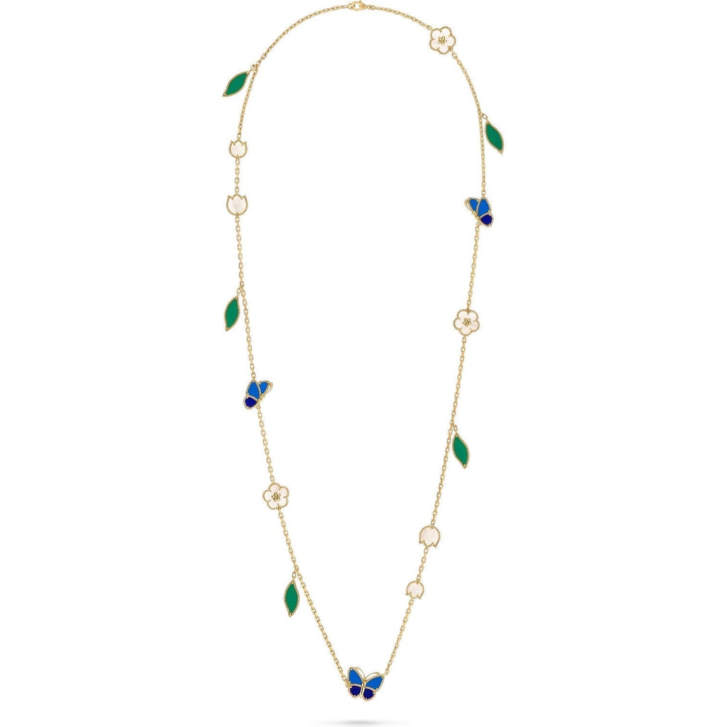 [Saipan]LUCKY SPRING BUTTERFLY & FLOWER STATEMENT NECKLACE - 15-MOTIF FLORAL DESIGN