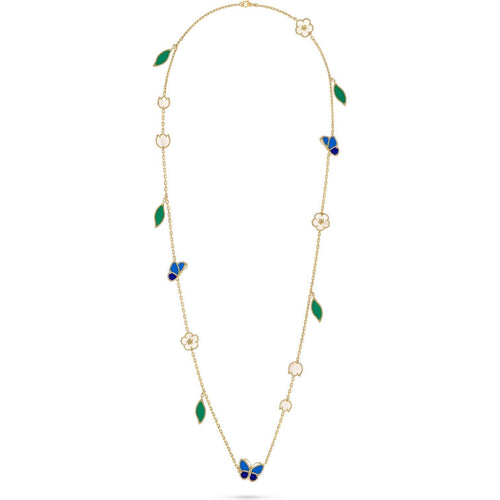 [Saipan]LUCKY SPRING BUTTERFLY & FLOWER STATEMENT NECKLACE - 15-MOTIF FLORAL DESIGN