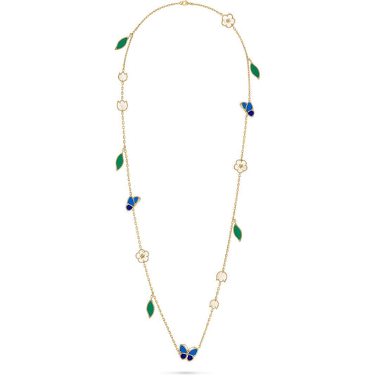 [Saipan]LUCKY SPRING BUTTERFLY & FLOWER STATEMENT NECKLACE - 15-MOTIF FLORAL DESIGN
