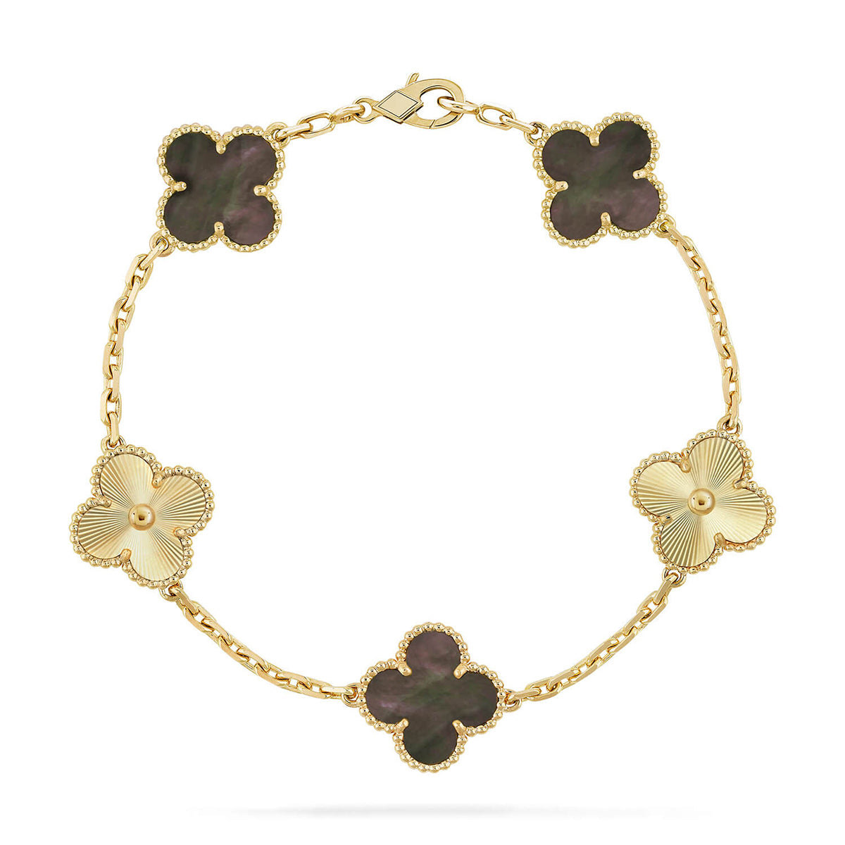 [Saipan]LUCKY CLOVER 5-MOTIF BRACELET - GREY MOTHER-OF-PEARL COLLECTION