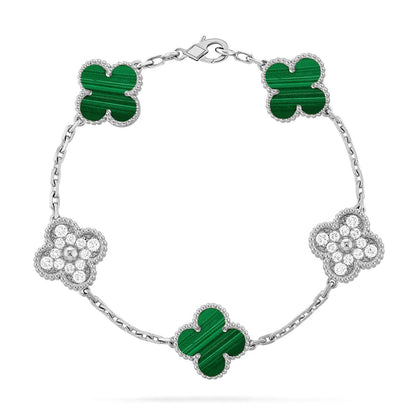 [Saipan]LUCKY CLOVER 5-MOTIF BRACELET - MALACHITE COLLECTION