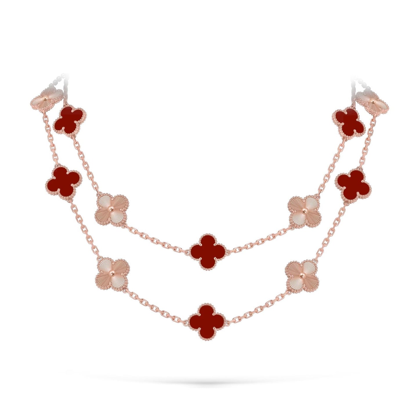 [Saipan]CLASSIC 20-MOTIF LUCKY CLOVER LONG NECKLACE ROSE GOLD COLLECTION