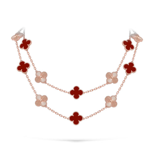 [Saipan]CLASSIC 20-MOTIF LUCKY CLOVER LONG NECKLACE ROSE GOLD COLLECTION