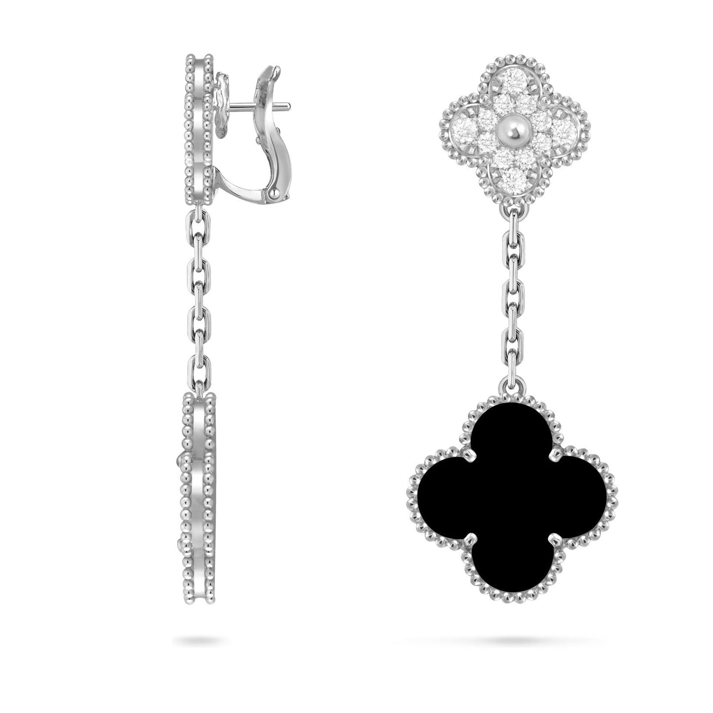 [Saipan]CLOVER DUAL-MOTIF STATEMENT STUD EARRINGS - DOUBLE-CHARM COLLECTION