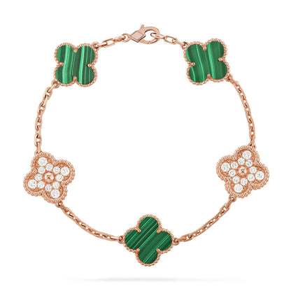 [Saipan]LUCKY CLOVER 5-MOTIF BRACELET - MALACHITE COLLECTION