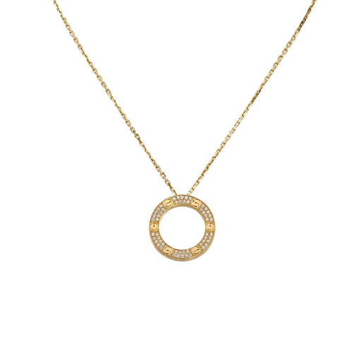 [Saipan]LOVE LARGE CIRCULAR PENDANT FULL-PAVÉ DIAMOND NECKLACE