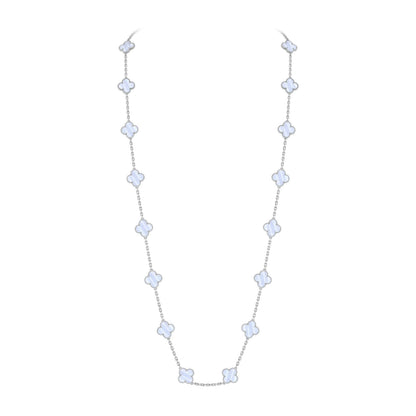 [Saipan]CLASSIC 20-MOTIF LUCKY CLOVER LONG NECKLACE WHITE GOLD COLLECTION