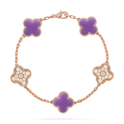 [Saipan]LUCKY CLOVER 5-MOTIF BRACELET - LAVENDER COLLECTION
