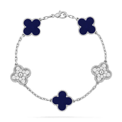 [Saipan]LUCKY CLOVER 5-MOTIF BRACELET - LAPIS LAZULI COLLECTION