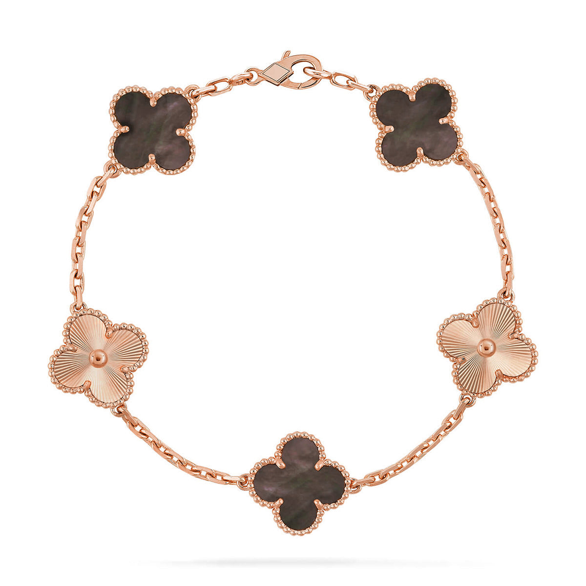 [Saipan]LUCKY CLOVER 5-MOTIF BRACELET - GREY MOTHER-OF-PEARL COLLECTION