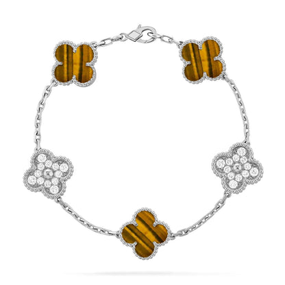 [Saipan]LUCKY CLOVER 5-MOTIF BRACELET -  TIGER’S EYE COLLECTION