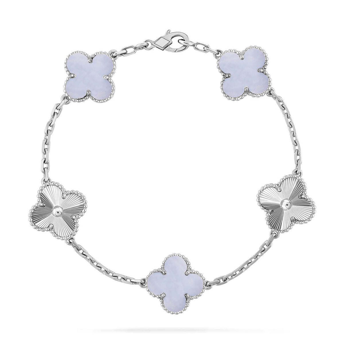 [Saipan]LUCKY CLOVER 5-MOTIF BRACELET - PURPLE CHALCEDONY COLLECTION