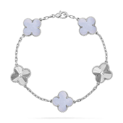[Saipan]LUCKY CLOVER 5-MOTIF BRACELET - PURPLE CHALCEDONY COLLECTION