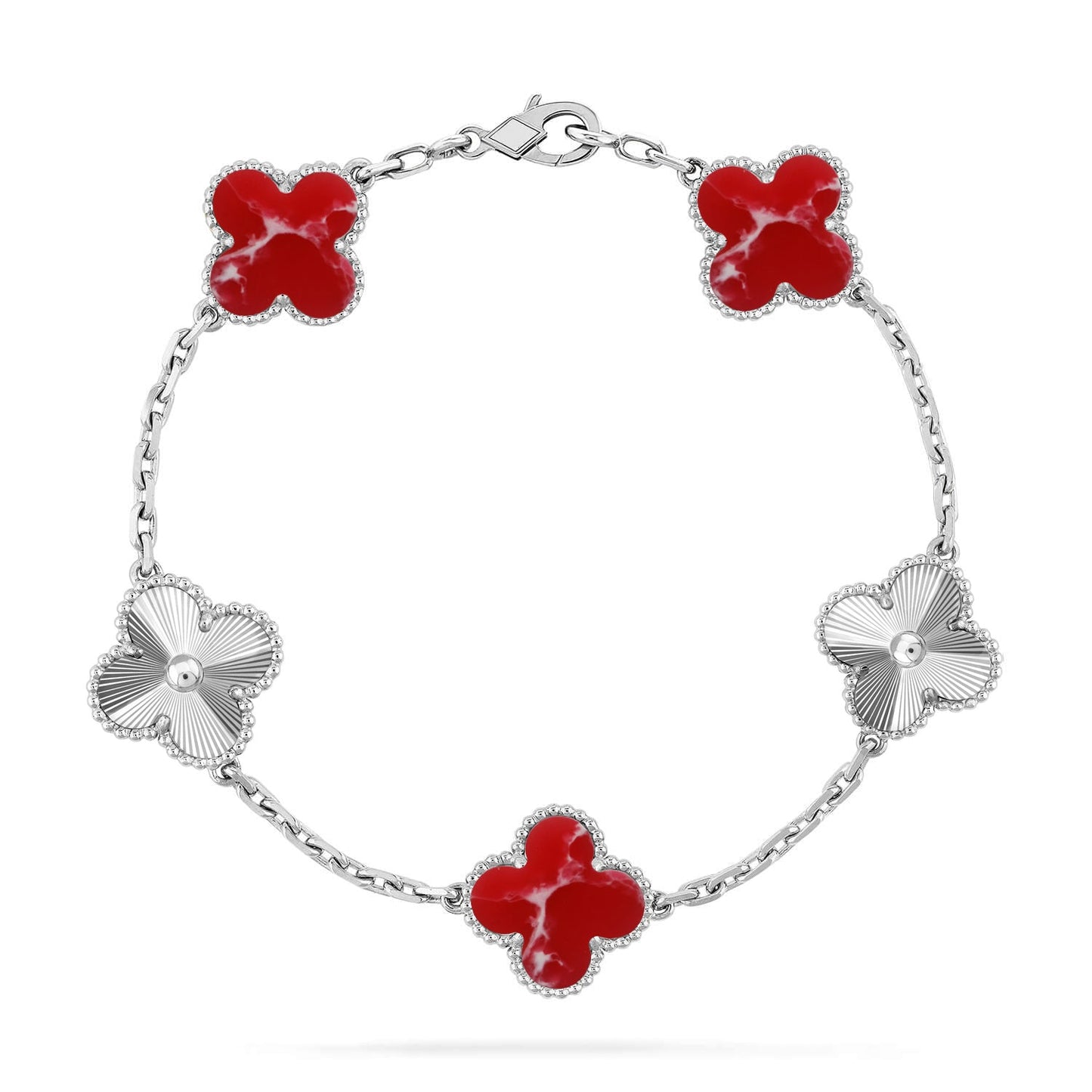 [Saipan]LUCKY CLOVER 5-MOTIF BRACELET - RED LARIMAR COLLECTION